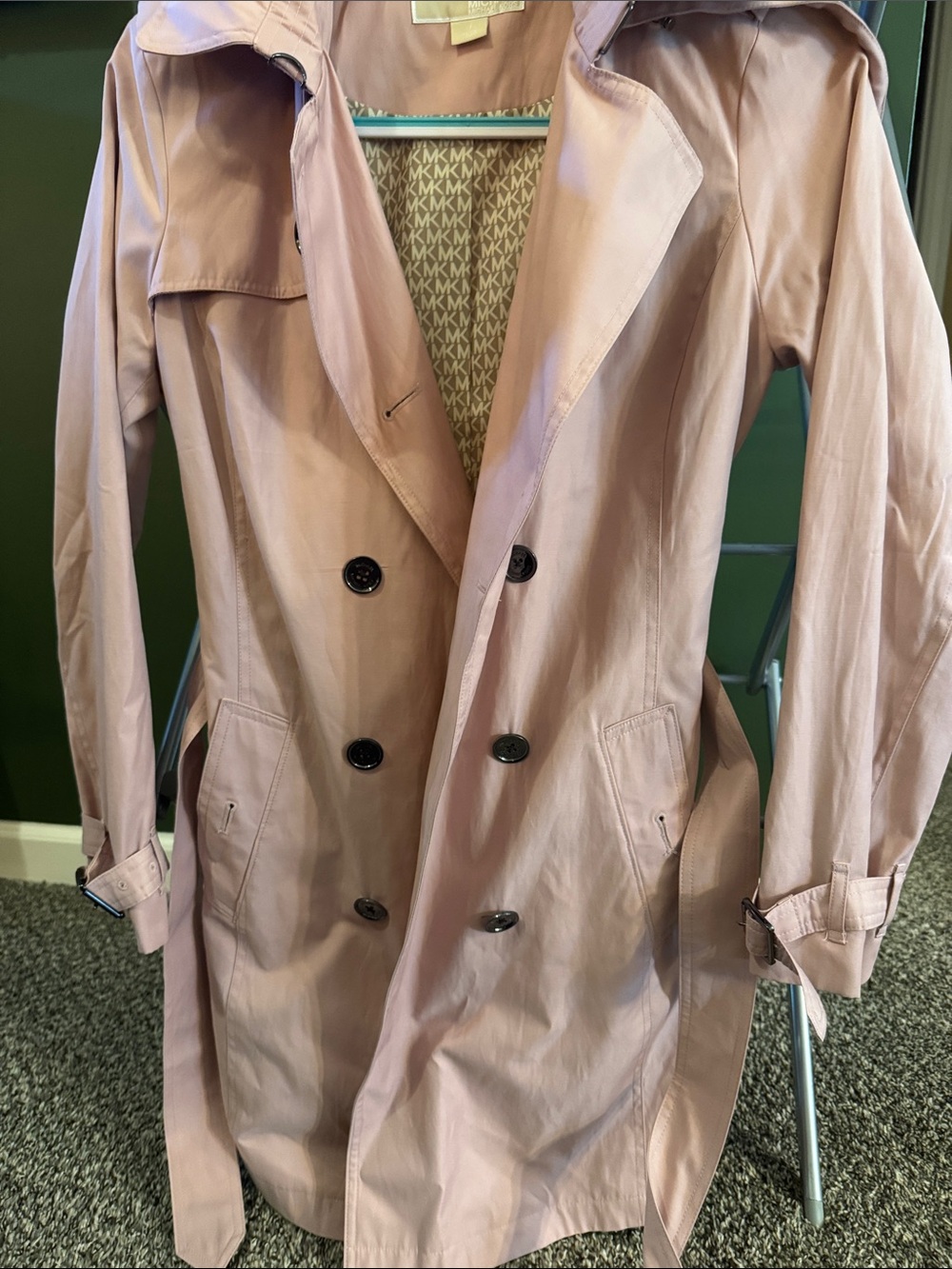 Michael Kors Dusty Pink Double-Breasted Trench Coat